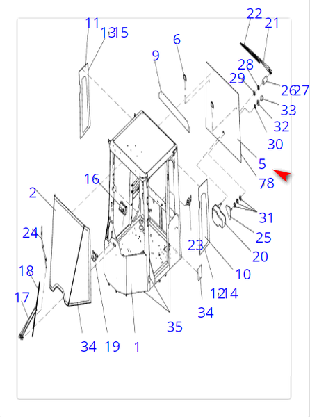 Скло заднє навантажувача Komatsu WA380-6, WA430-6, WA470-6, WA480-6, WA500-6 3388 фото