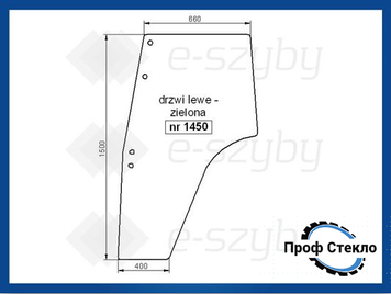 Скло Fiat G170 G190 G210 G240 ліва двері 4 отвори 1450 фото