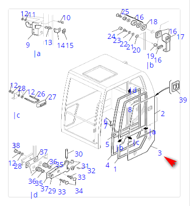 Стекло двери левое нижнее мини экскаватора Komatsu P10-7,&nbsp;PC20-7,&nbsp;PC30-7,&nbsp;PC45-1,&nbsp;PC75,&nbsp;PC95,&nbsp;PW410 816024534 фото