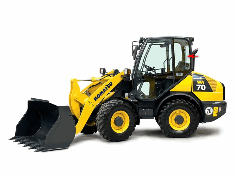 Стекло боковое левое погрузчика Komatsu WA65-5, WA70-5, WA80-5, WA90-5, WA65-6, WA70-6, WA80-6 42W-56-31070 фото