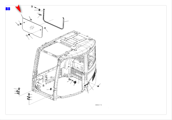 Стекло переднее нижнее экскаватора Komatsu PC78MR,&nbsp;PC78MR-6,&nbsp;PC128US-2,&nbsp;PC138 US-2 22B-54-15811 фото
